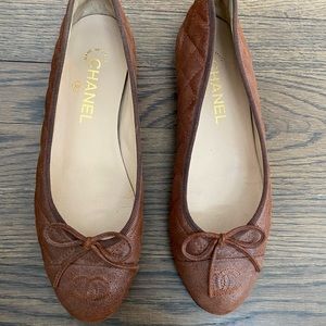 CHANEL Women’s Brown Ballet Flats Size 38